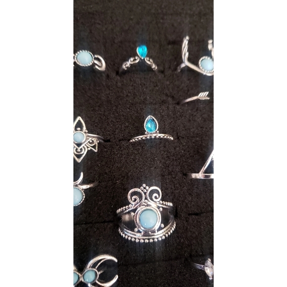 20 Pc. Silvertone Ring Necklace Lot Southwestern Aztec Boho Fashion Jewelry New - Picture 7 of 7